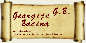 Georgije Baćina vizit kartica